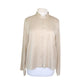 Vintage 90s Eileen Fisher Blouse Beige Silk Long Sleeves