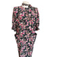 Vintage 1980s Ungaro Dress Silk Floral Rose Print Tie Neck Button Front Pockets