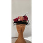 Vintage 1940s Flower Hat Black Wool Silk Floral Marshall Fields New York Creations