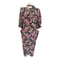 Vintage 1980s Ungaro Dress Silk Floral Rose Print Tie Neck Button Front Pockets