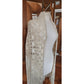 Vintage Cream Crochet Lace Piano Shawl Oversized Macrame Silk Ribbon Wrap Fringed