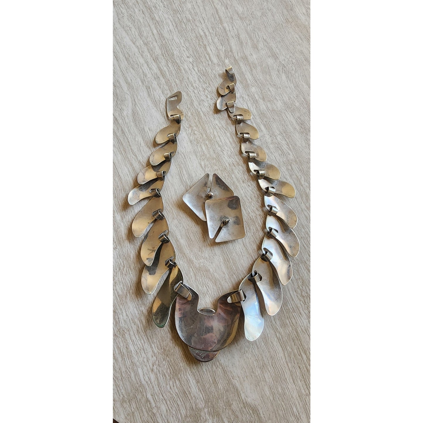 Vintage 1980s FLORELLE Necklace Earring Set Silver & Blue Sodalite