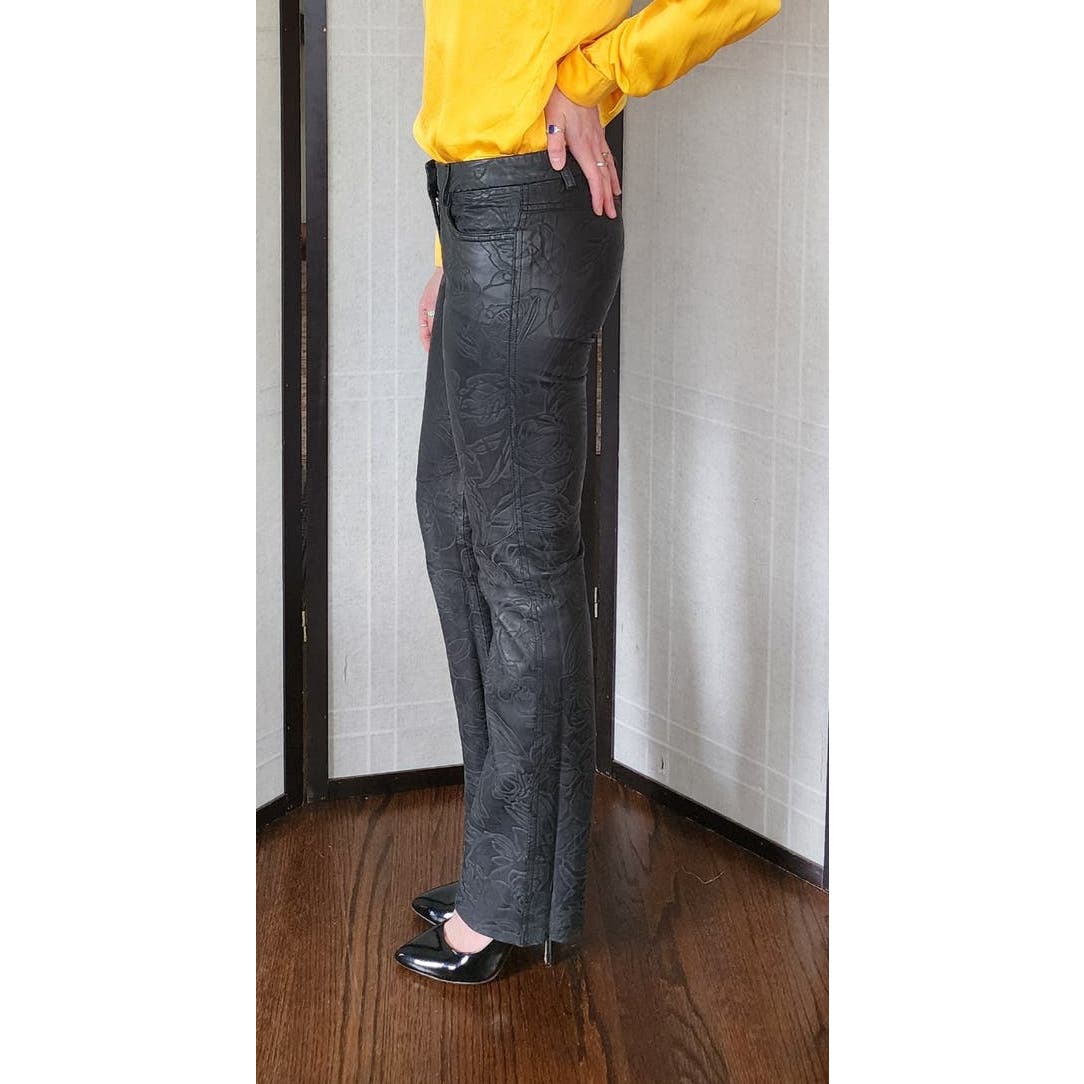 Vintage Y2k Pants Black Leather Embossed Express Low Rise