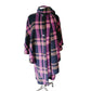 Vintage 90s Purple Wool Plaid Poncho Cloak Coat w/Scarf
