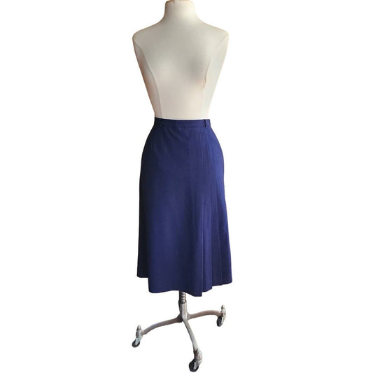 Vintage 40s Skirt Navy Blue Wool Side Pleats