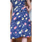 Vintage 40s Rayon Print Midi Dress Dark Blue Floral w/Belt & Diagonal Peplum