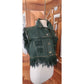 Vintage 80s Distressed Green Denim Vest Cropped Fringed by Navi / L