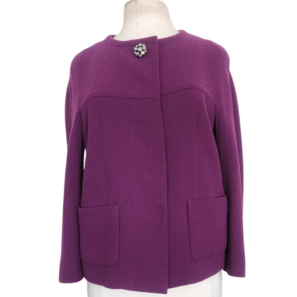 Vintage 2000s ESCADA Jacket Purple Wool Blazer / 34