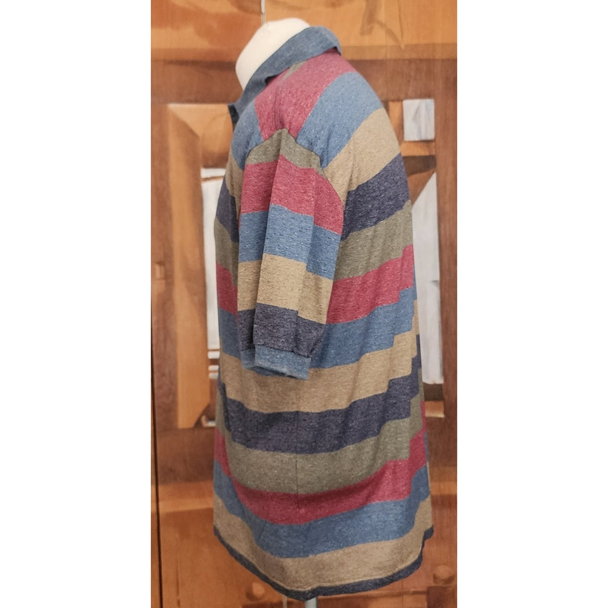 Vintage 1990s Missoni Sport Mens Shirt Rainbow Stripes Cotton Knit Polo XL