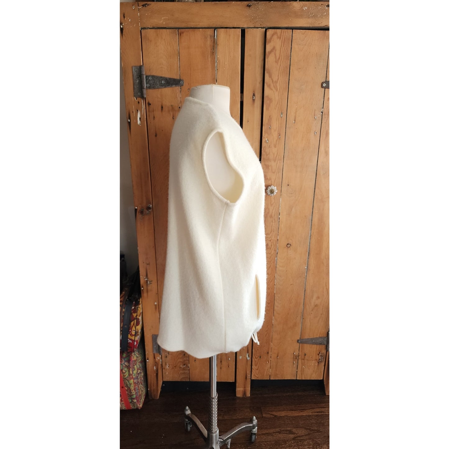 90s Rodier Cream Wool Vest Zip Closure