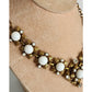 Vintage 60s Choker Necklace Milk Glass & Gold Baroque