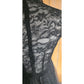 Vintage 50s Black Party Dress Tulle Lace Rhinestones M