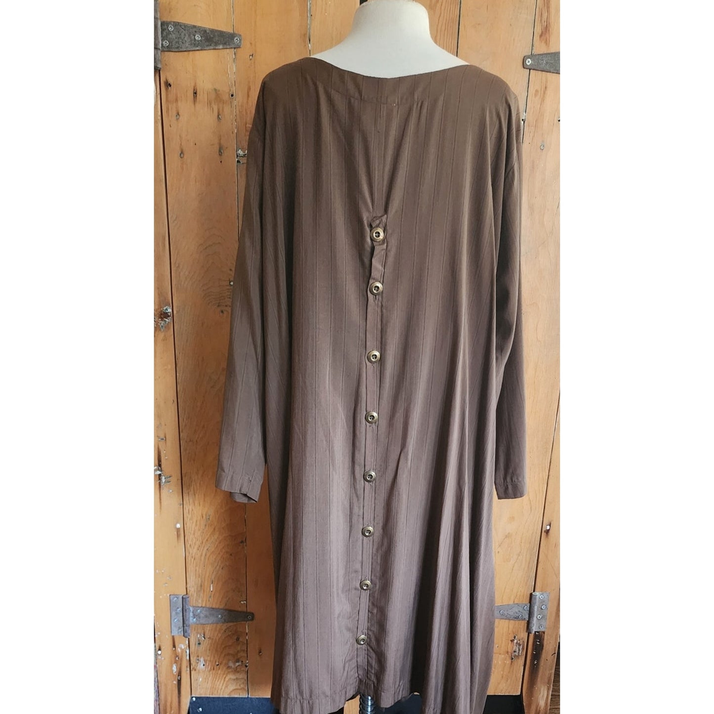 Vintage 2000s J Morgan Puett Dress in Brown Striped Silk