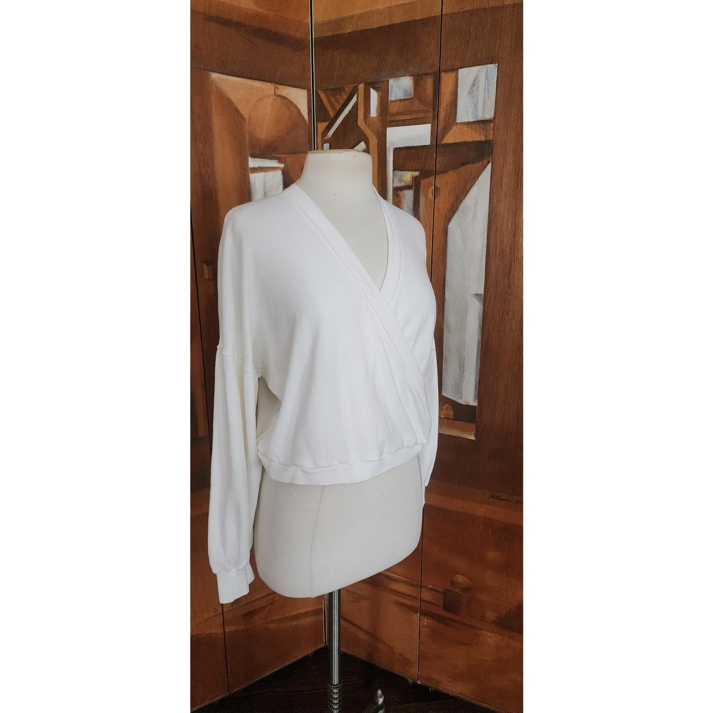 Sonia Rykiel Vintage White Wrap Knit Top Sweater M | Dolman Sleeve V-Neck