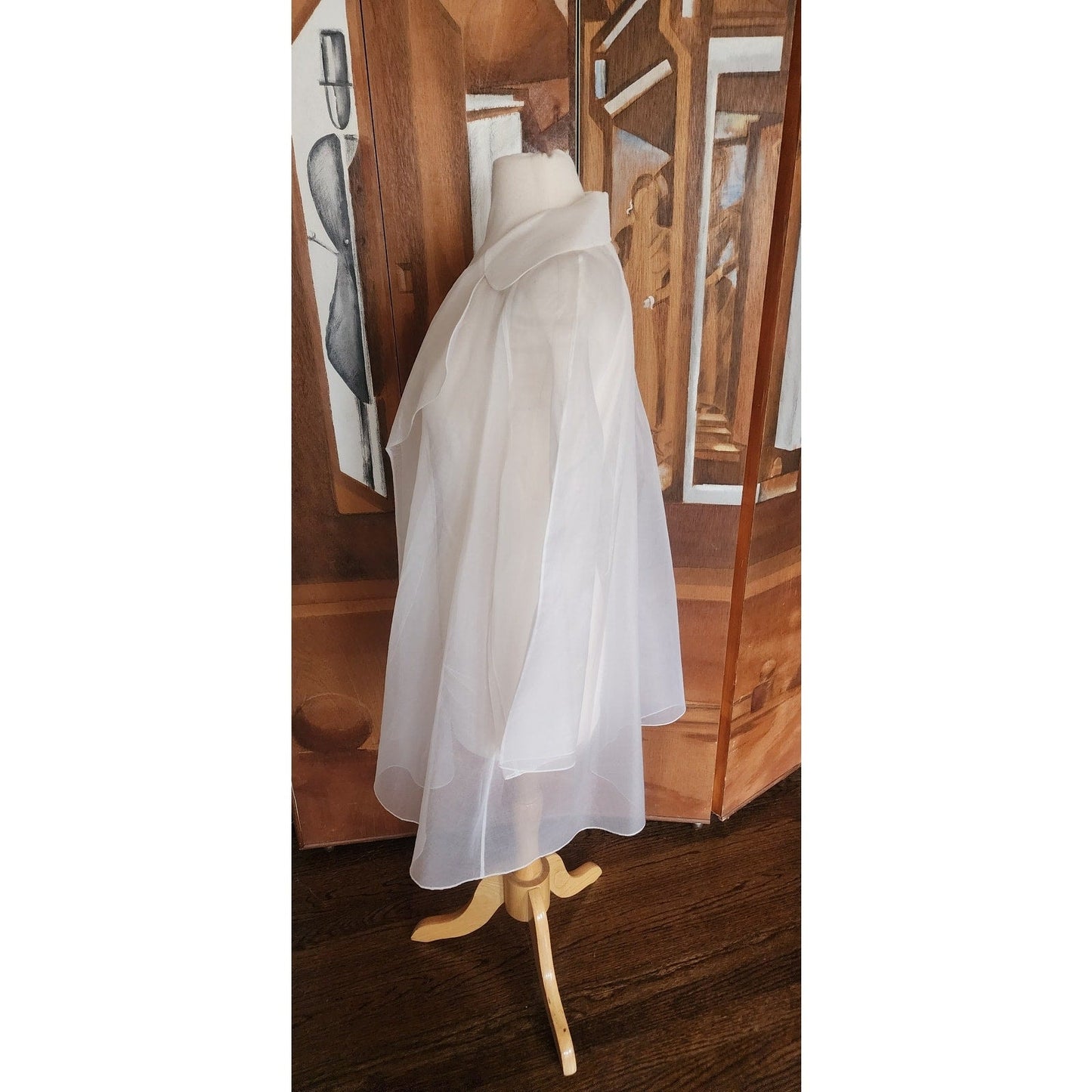 Vintage 1990s Sheer White Jacket White Organza Victoria March Chicago Designer