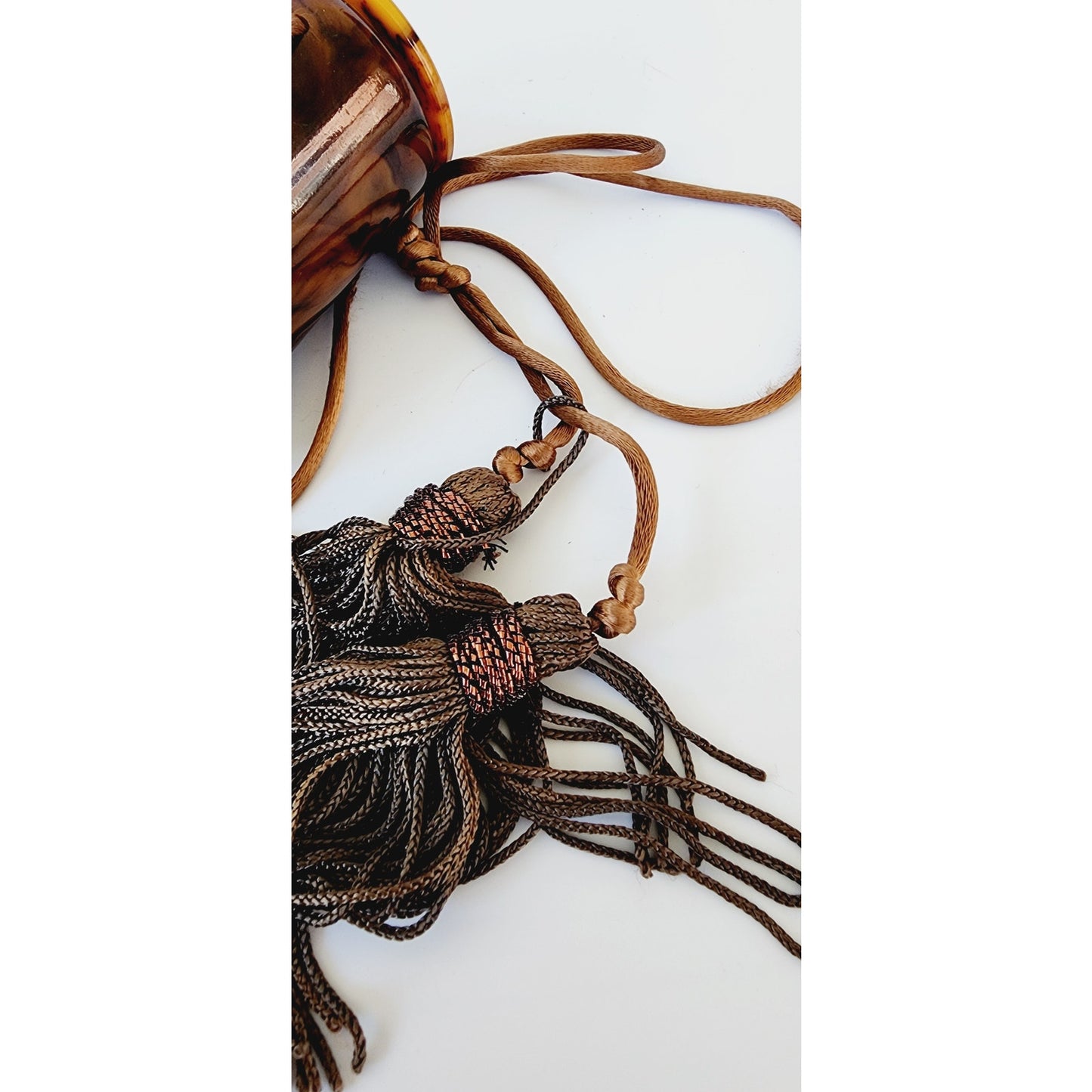 Vintage 20s Celluloid Vanity Purse Minaudiere Dance Bag Tassels