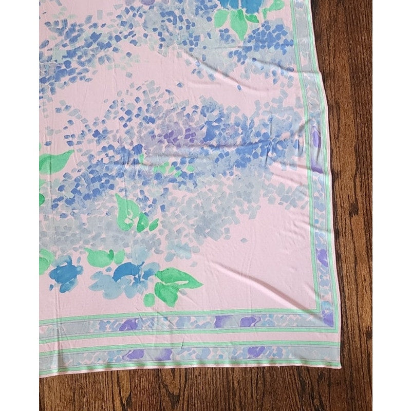 Vintage 70s LEONARD Silk Jersey Shawl Wrap Pastel Floral Print Impressionist