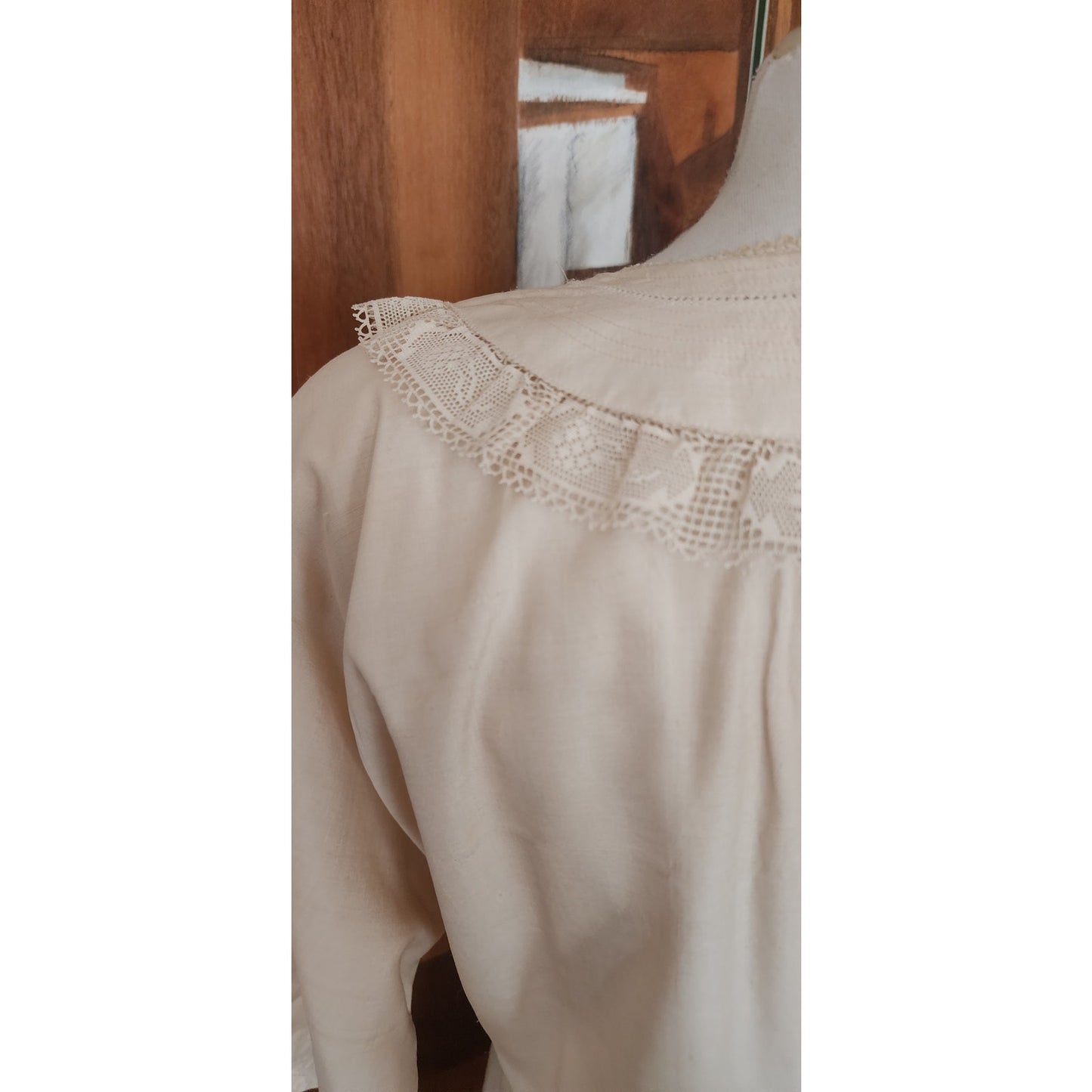 Vintage 1980s Cream Silk Dress Lace Trim Drop Waist Edwardian Style Norma Walters