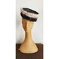 Vintage 1940s Tilt Top Boater Hat Black Straw & Pink Trim