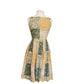 Vintage 40s 50s MCM Cotton Print Sun Dress Green Yellow Gingham Patchwork Rockabilly