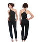 Vintage 1970s Genny by Gianni Versace Jumpsuit Asymmetric Black Rayon One Shoulder Snakeskin Trim Small