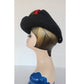 Vintage 30s Robin Hood Hat Black Wool Red Feather New York Creation