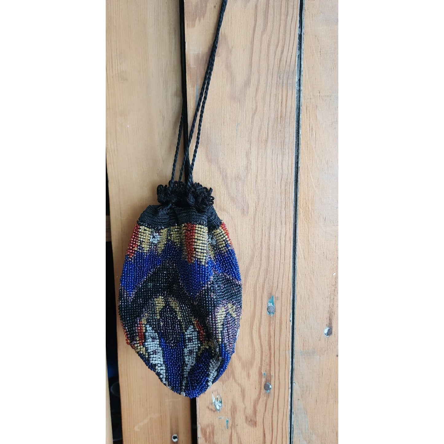Antique 1920s Beaded Bag Vintage Art Deco Purse Drawstring Flapper Reticule