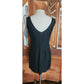 Vintage 1990s Minimalist Dress Black Raw Silk Sleeveless Shift Midi Small