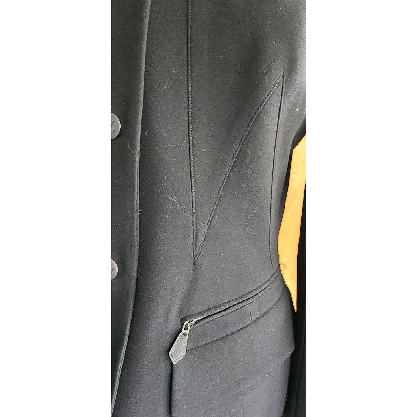 Vintage Hermes Blazer Black Wool Three Button Closure / M