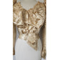 Victorian Ball Gown Bodice Top Jacket Puff Ruffled Sleeves Cream Silk Lace Embroidery 1880s 1890s