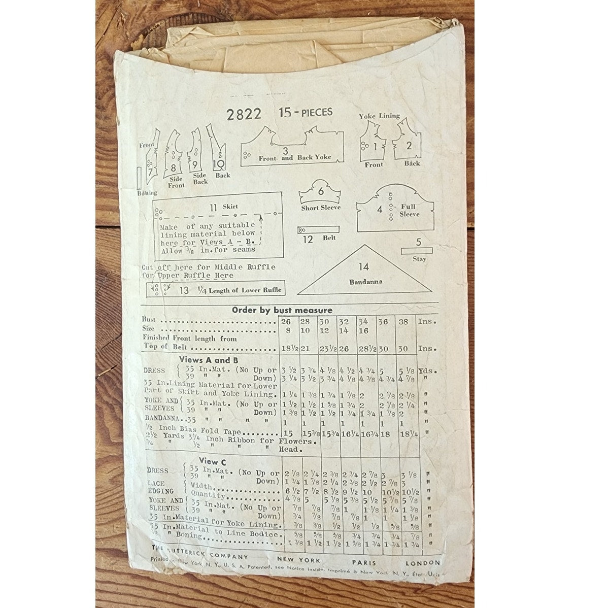 Vintage 20s Sewing Pattern: Spanish Costume Butterick 2822 Bust 32