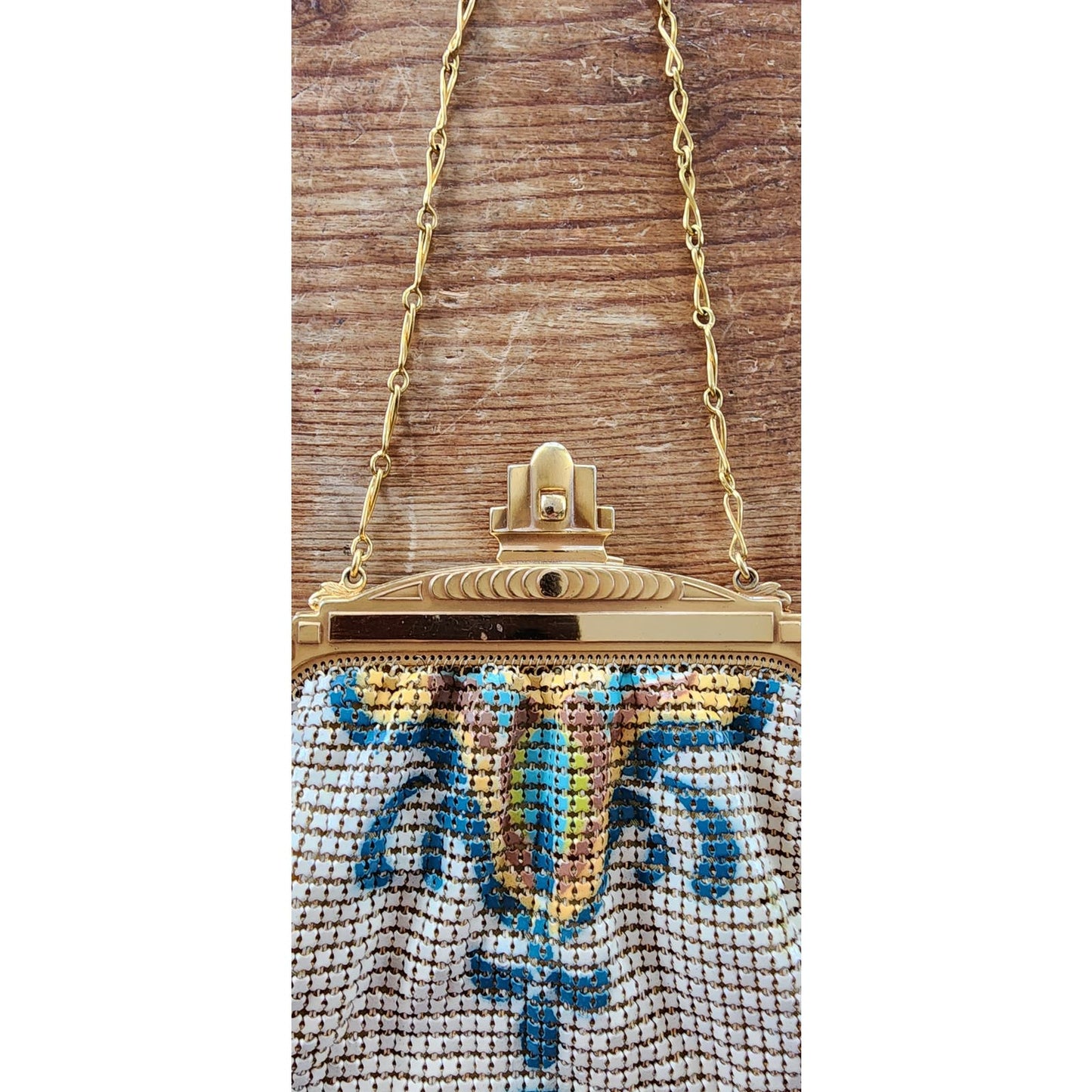 Vintage 20s WHITING DAVIS Mesh Flapper Bag Art Deco Enamel