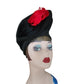 Vintage 1930s Black Tilt Hat Sculptural High Crown Feather Asymmetrical Art Deco 23"
