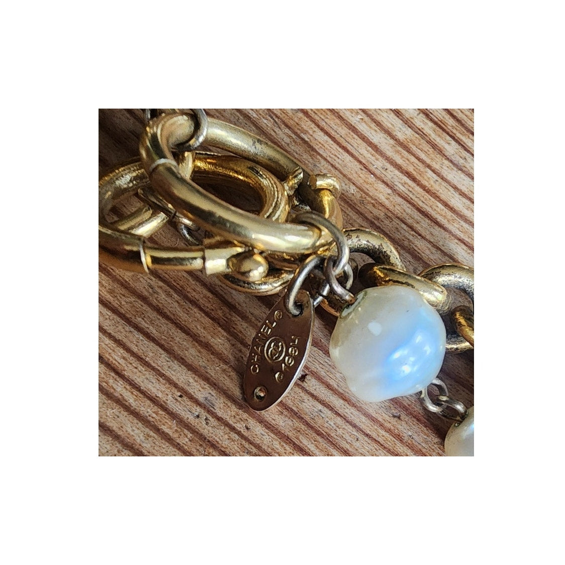 Vintage Chanel 1984 Necklace Double Strand Gold Chain Baroque Pearl Documented Runway Lagerfeld Era