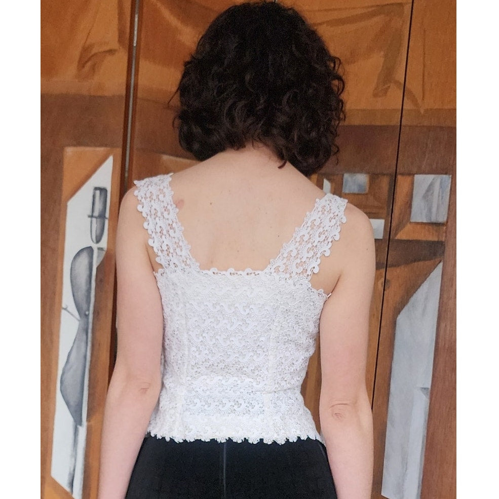 Vintage 50s White Lace Top Sleeveless Shell