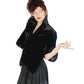 Vintage 50s Fur Shrug Wrap Black Rabbit Fur