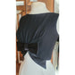 Vintage 60s Black Shell Dressy Top w/Large Satin Bow / Medium