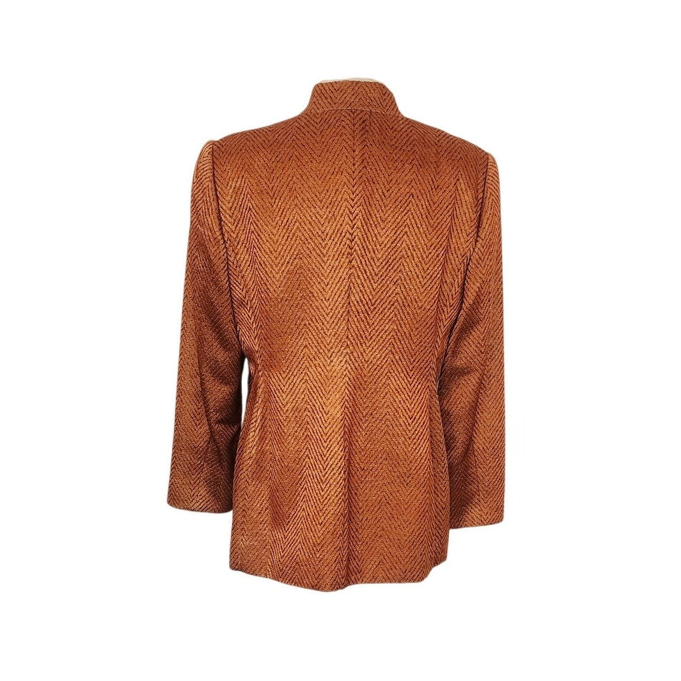 Vintage Copper Orange Blazer Paola Quadretti Valentino Tissus Silk Wool Blend