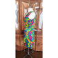 Vintage 60s Psychedelic Print Dress Rhapsody by Glazier Sleeveless Wrap Style