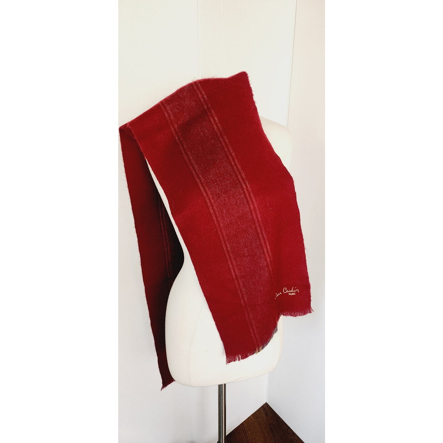 Vintage Mens Scarf Pierre Cardin Burgundy Red
