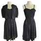 Vintage 70s Black Eyelet Lace Dress + Bolero Jacket Set Chetta B by Peter Noviello