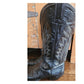 Vintage Ladies Cowboy Boots Tacco Black Tooled Leather Silver Etched Toes Snakeskin