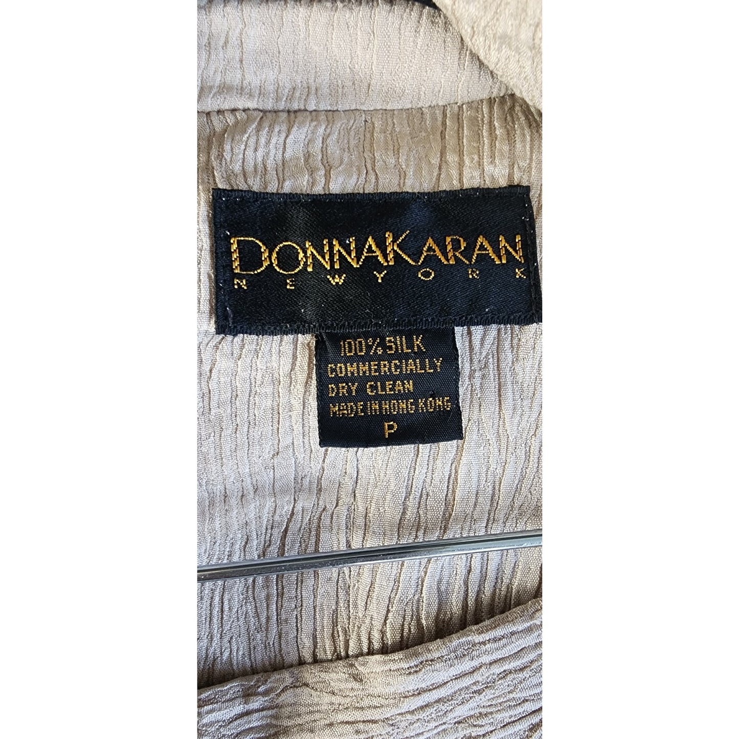 Vintage 80s 90s DONNA KARAN Pant Suit Beige Silk