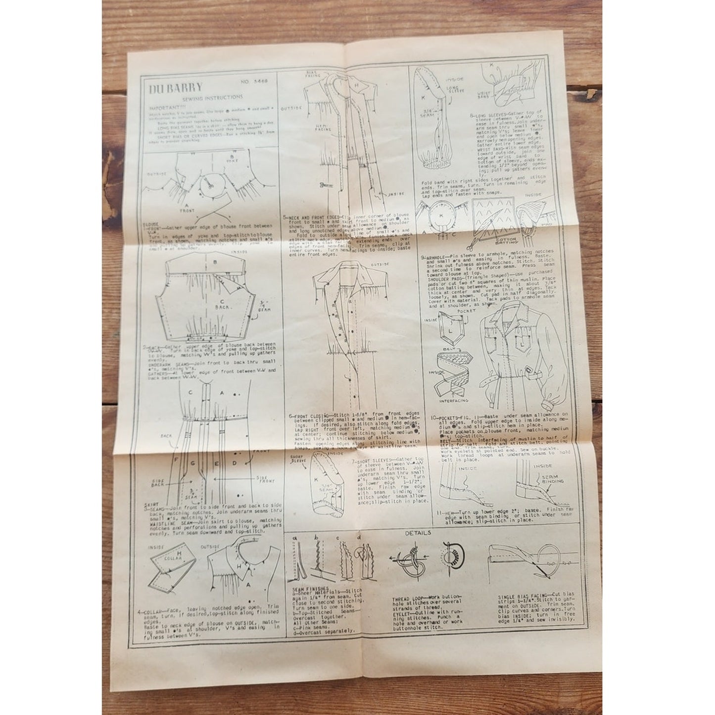 Vintage 1940s Sewing Pattern ORIGINAL: Shirtwaist Dress DuBarry 5469 Bust 36