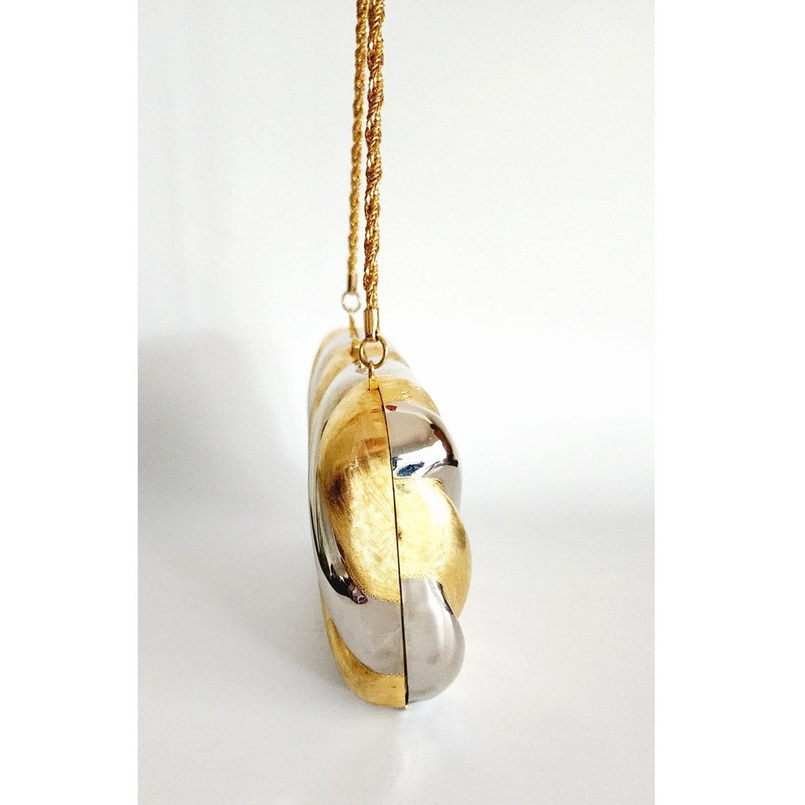 Vintage 80s Metallic Bag Gold Silver Mini Purse Minaudiere Clutch