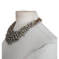 Vintage 2000s Weekend Max Mara Bib Necklace Metallic Cluster Choker Faux Pearl Crystal Cluster