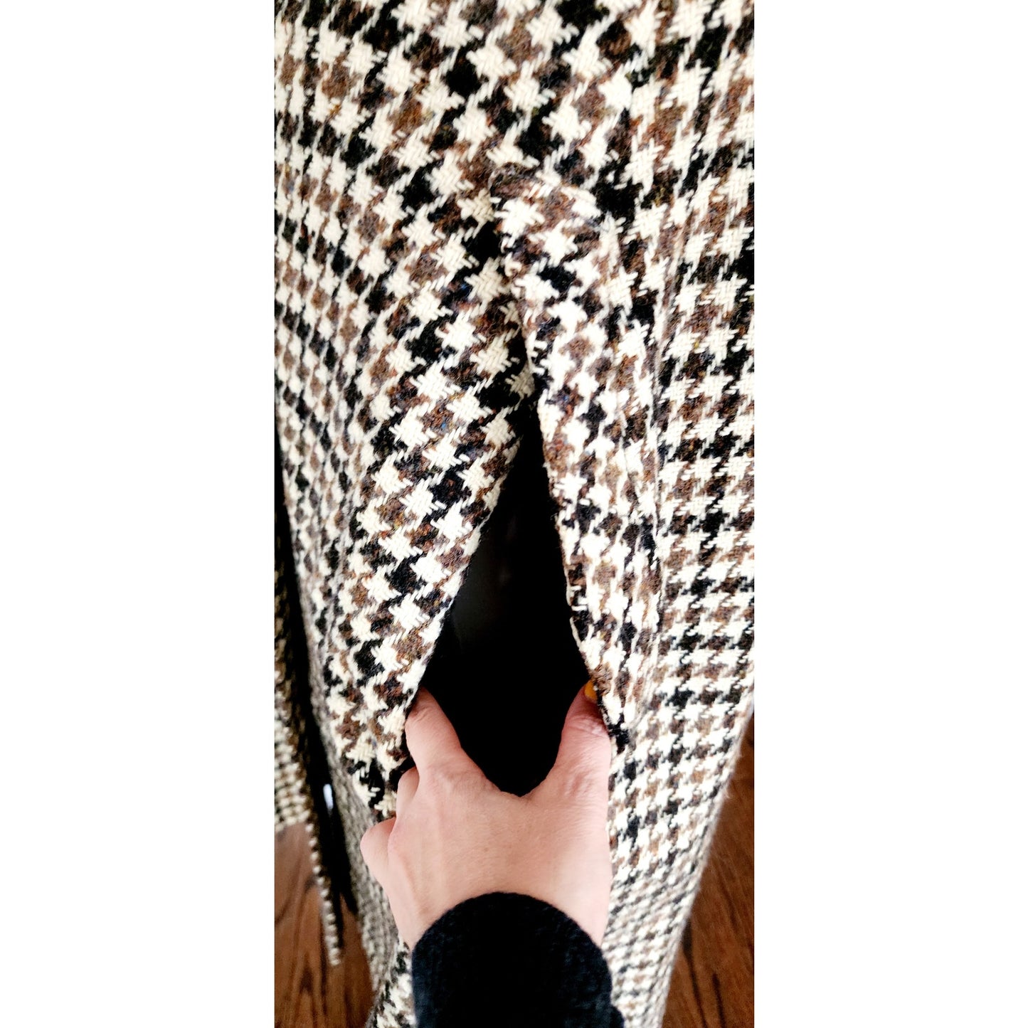 Vintage 60s Burberrys Cloak Cape Houndstooth Wool