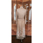 Vintage 1970s Jayna New York Dress Set Knit Crochet Top + Skirt Beige Lace Embroidery