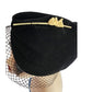 Vintage 30s Art Deco Style Hat Black w/Cream Lucite Modernist Design