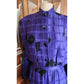 Vintage 80s Blue Geometric Print Silk Dress Button Down Shirt Dress Albert Nipon